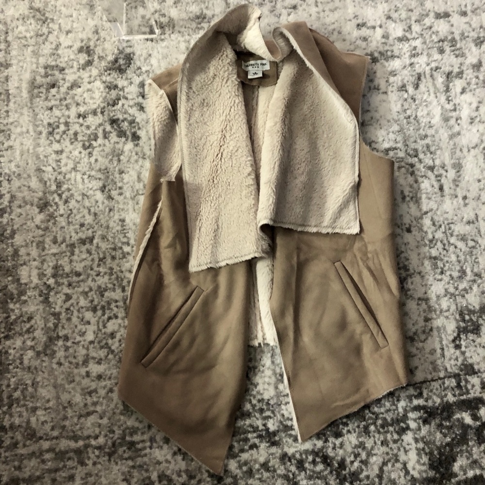 Beige Faux Fur Drapey Vest - Picture 1 of 1